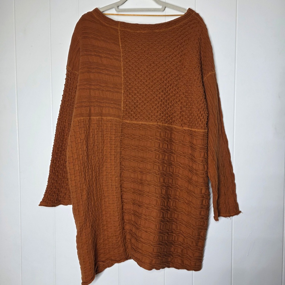 Free People Shes A Keeper Textured Sweater Dress Rust Orange Boho Oversized L - Picture 3 of 14
